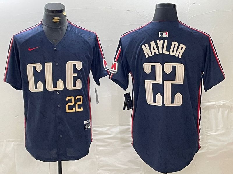 Men Cleveland Indians #22 Naylor Blue City Edition Nike 2024 MLB Jersey style 4->cleveland indians->MLB Jersey